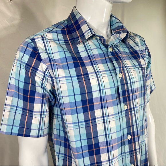 George Men’s Light Blue Plaid Short Sleeve Button Down - Picture 2 of 7